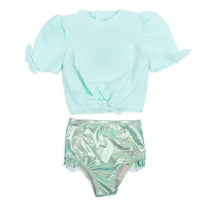 Shade Critters Puffärmel Rashguard-Set - Metallische Meerjungfrau