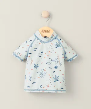 Kurzärmeliges Rashguard Badeoberteil - Blau