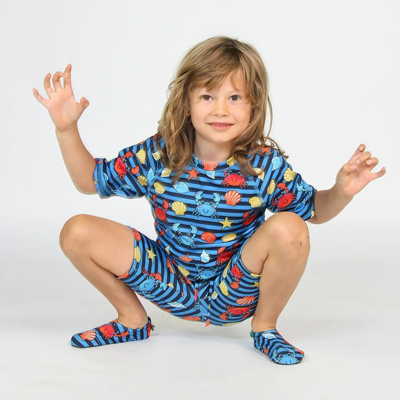 Småfolk Brilliant Blue UV50 Badeschuhe Mit Krabben Babykids_Smaafolk