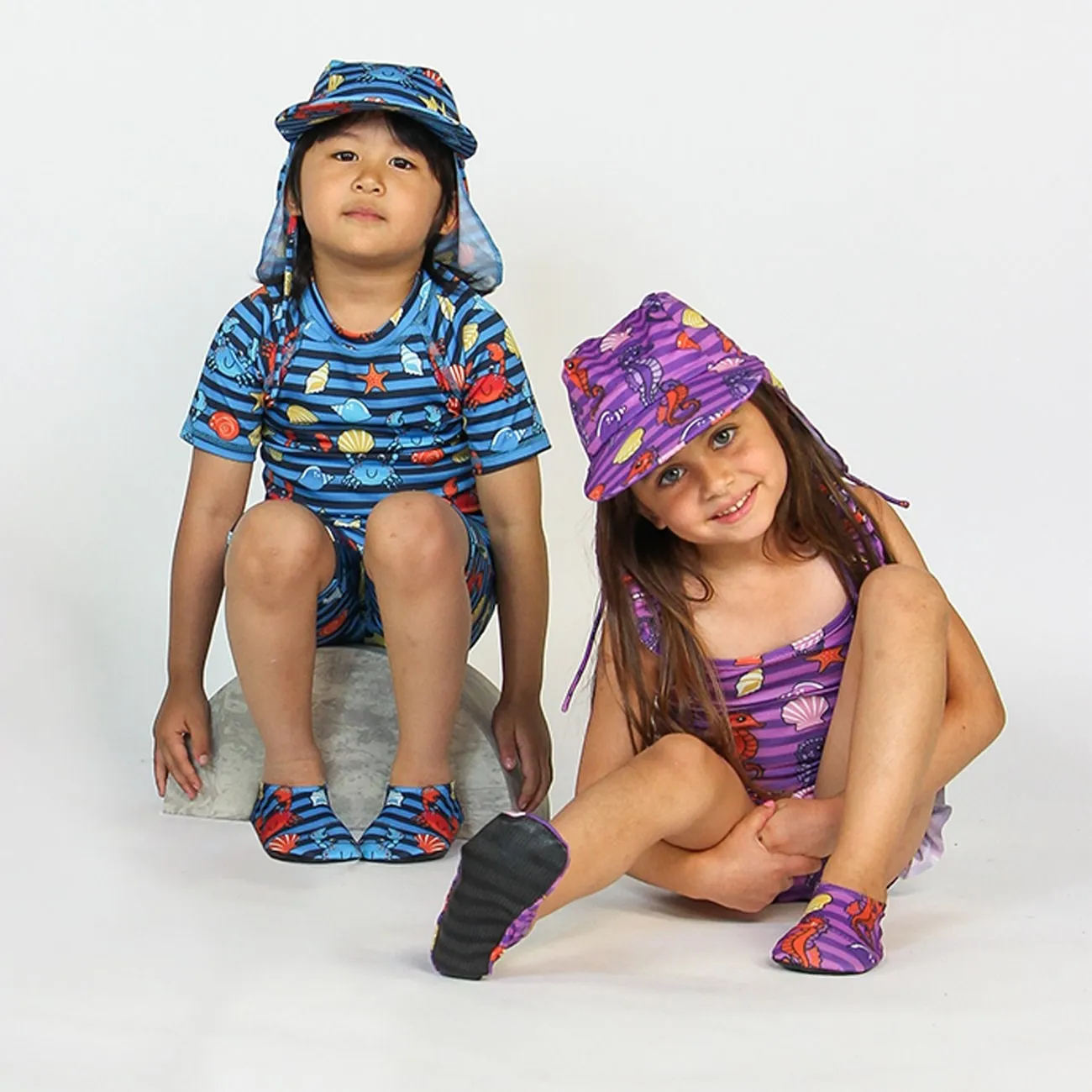 Småfolk Brilliant Blue UV50 Sonnenhut mit Krabben Babykids_Smaafolk