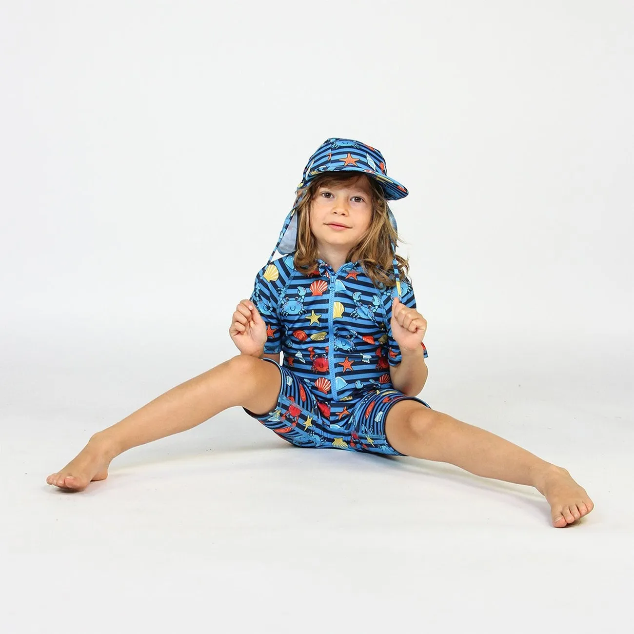 Småfolk Brilliant Blue UV50 Badeanzug Mit Krabben Babykids_Smaafolk