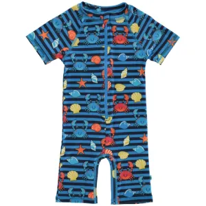 Småfolk Brilliant Blue UV50 Badeanzug Mit Krabben Babykids_Smaafolk