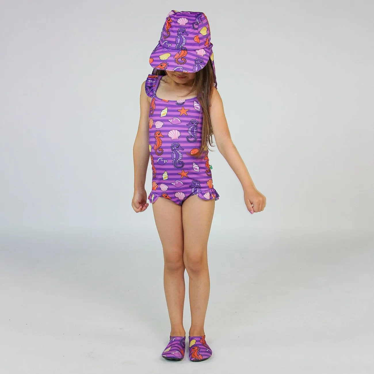 Småfolk Frühlings-Pink UV50-Sonnenhut mit Seepferdchen Babykids_Smaafolk
