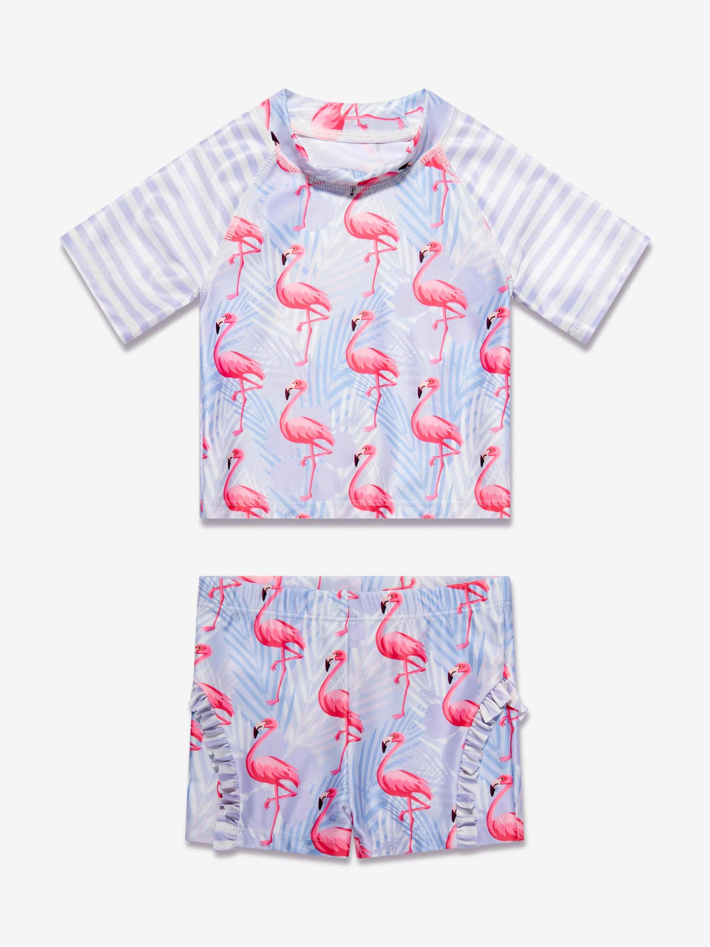 Soli Swim Baby Girls Flamingo Rashguard und Shorts (UPF50 ) in Lila
