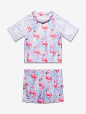 Soli Swim Baby Girls Flamingo Rashguard und Shorts (UPF50 ) in Lila