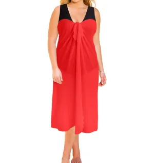 Sun Diva Plus Size Langer Pareo-Umhang in Papaya