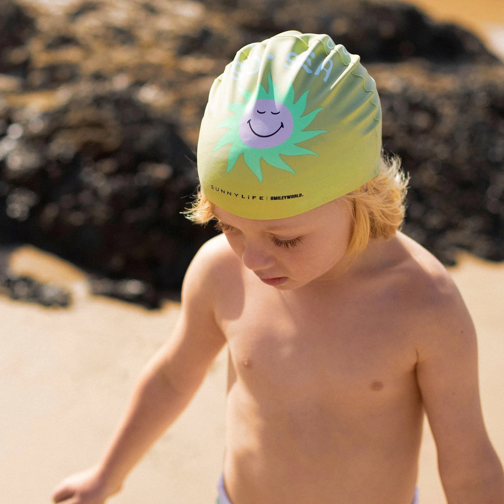 Sunnylife Kids Smiley World Badekappe in Grün