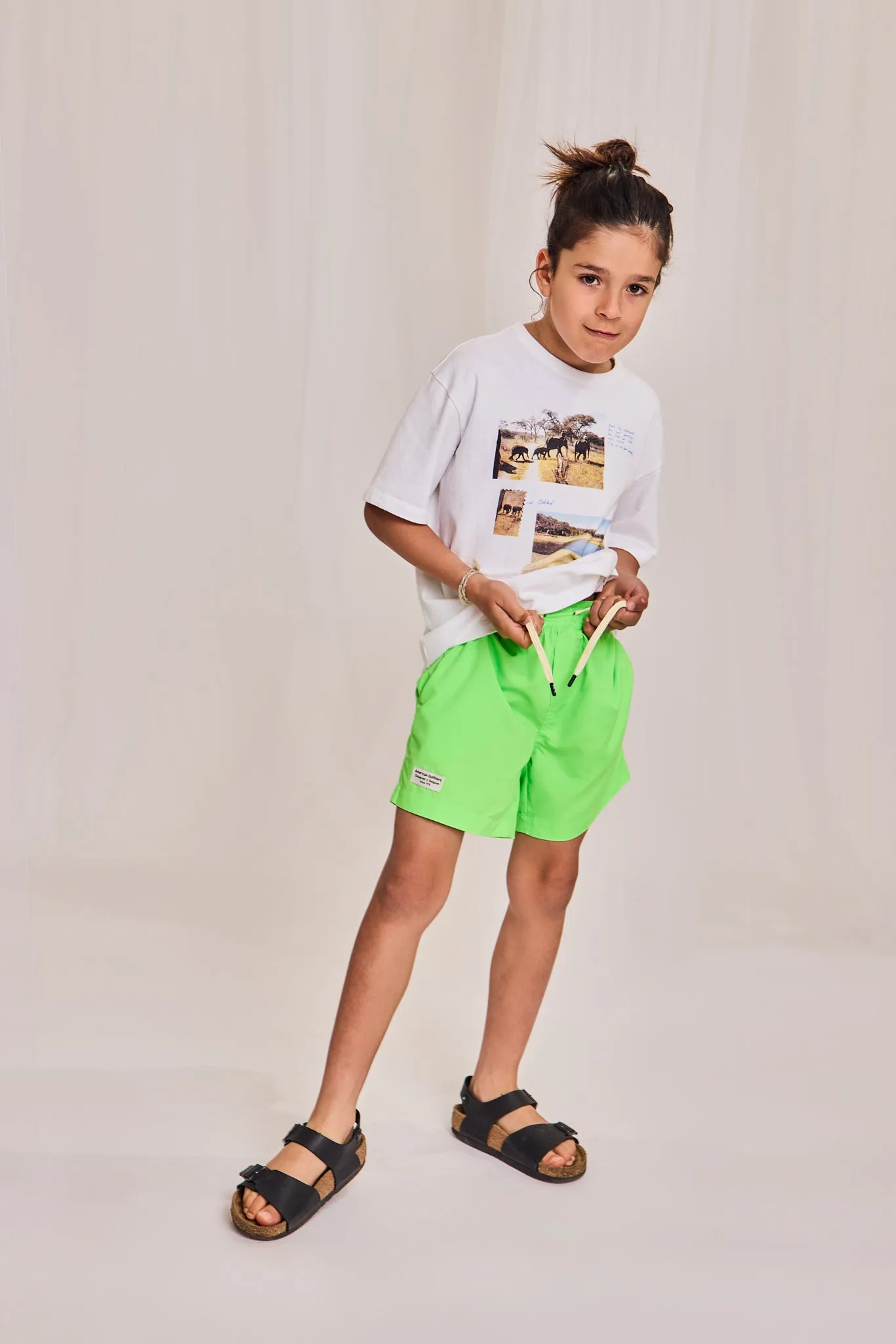 Badeshorts einfarbig 000410 - neon grün Ao76 Kleidung Jungen Mädchen