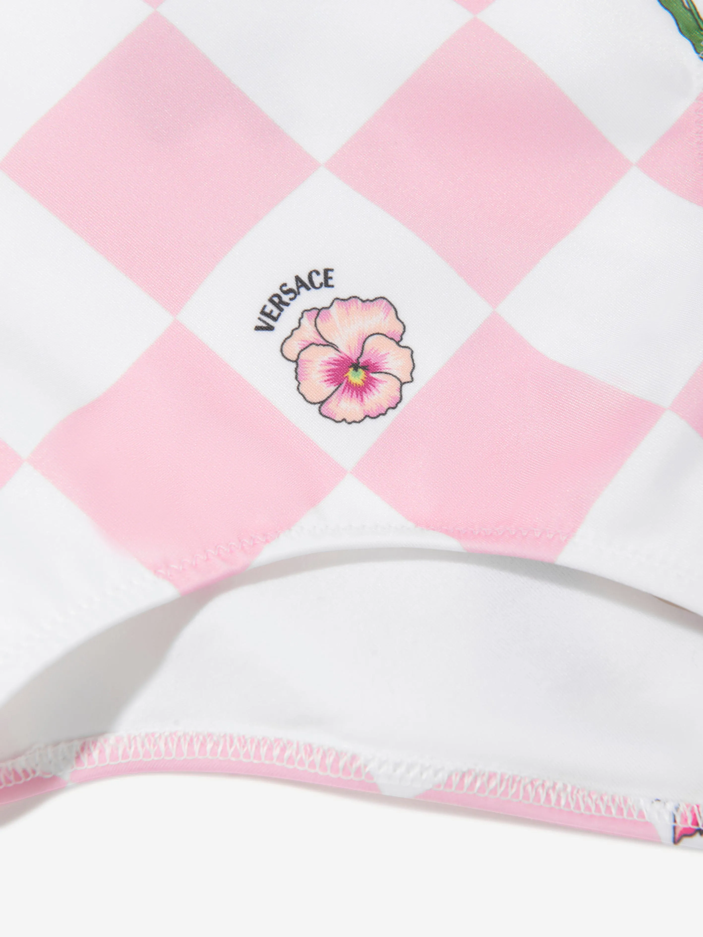 Versace Girls Damier Blumen Badeanzug in Rosa