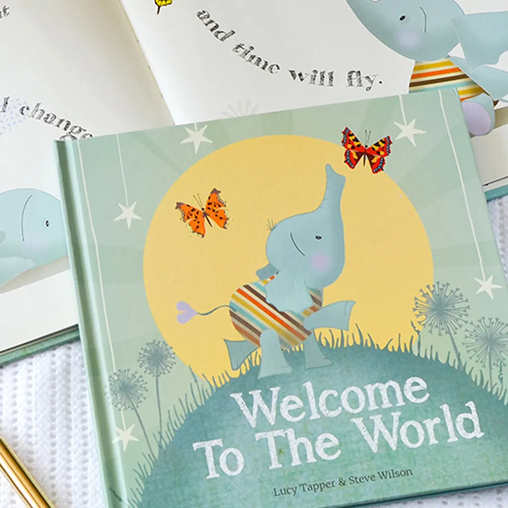 Willkommen bei The World Book mit personalisiertem Baby-Elefanten-Stofftier
