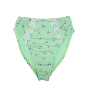Damen-Bikiniunterteil mit Blumenmuster und hoher Taille, Hellgrün