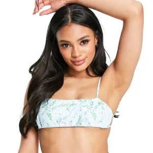 Damen-Bikini-Oberteil mit floraler Rückenbindung, Hellblau