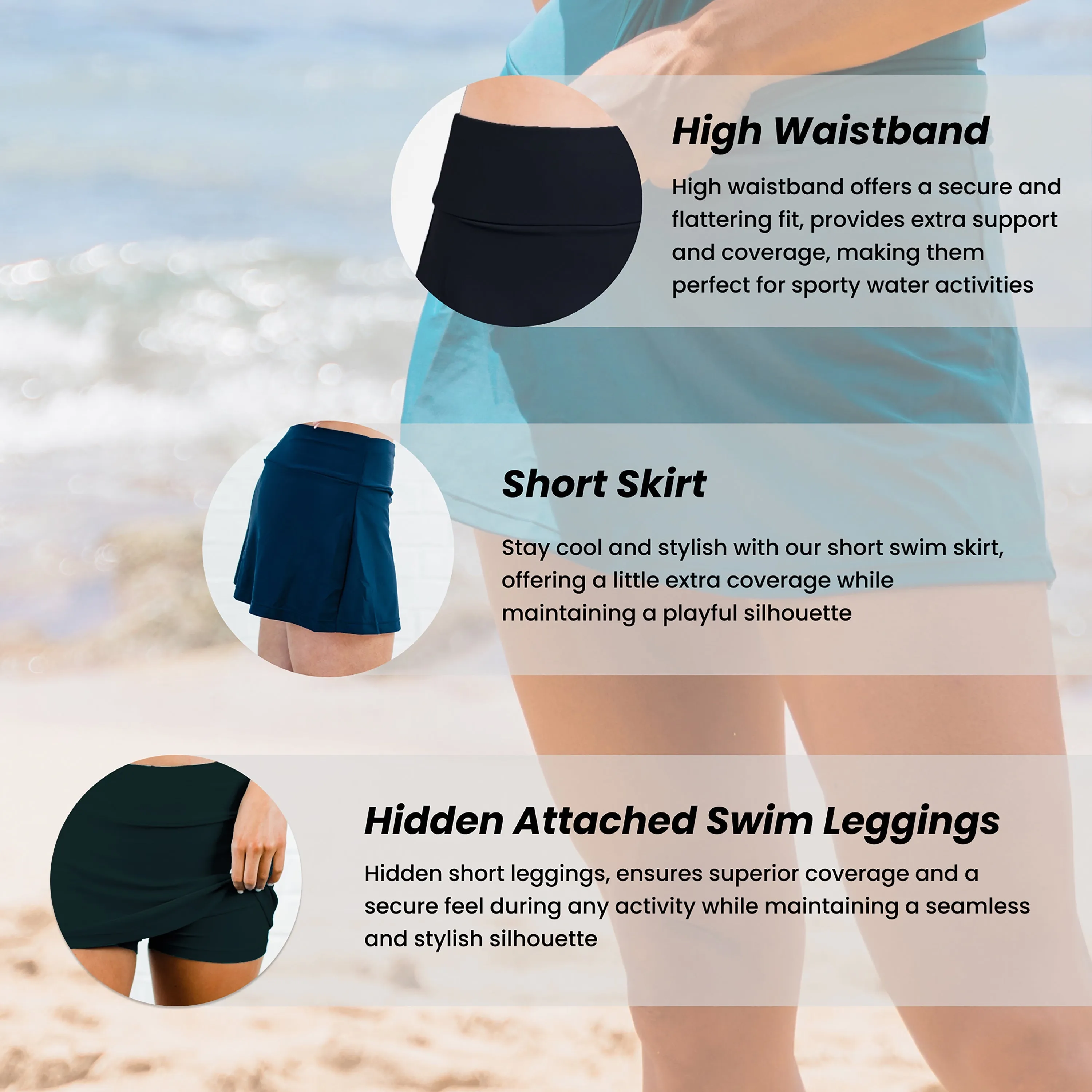 Damen-Minibadeanzug mit hoher Taille und Shorts