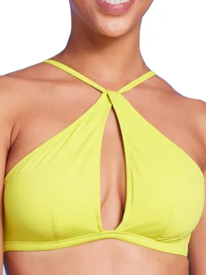 Frauen Longline Keyhole Bikini-Oberteil, Gelb