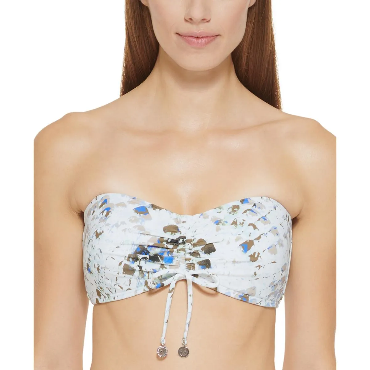 Damen-Bikini-Oberteil mit Shirred-Detail und Druck