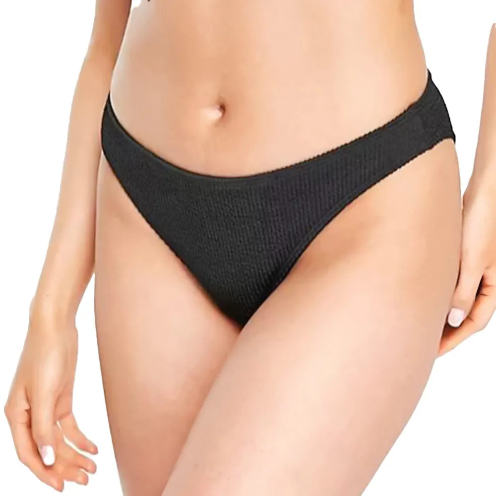 Damen-Bikini-Unterteil mit Textur, Schwarz