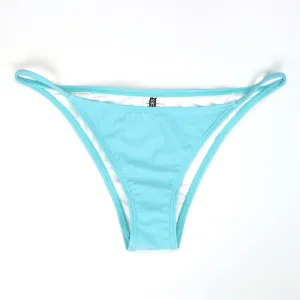 Damen Bikini-Unterteil mit dünnen Trägern und hohem Seitenschnitt, Türkis
