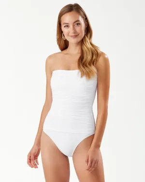 Damen Tommy Bahama Bademode Tommy Bahama Perlen Rüschen-Bandeau-Badeanzug - Weiß *