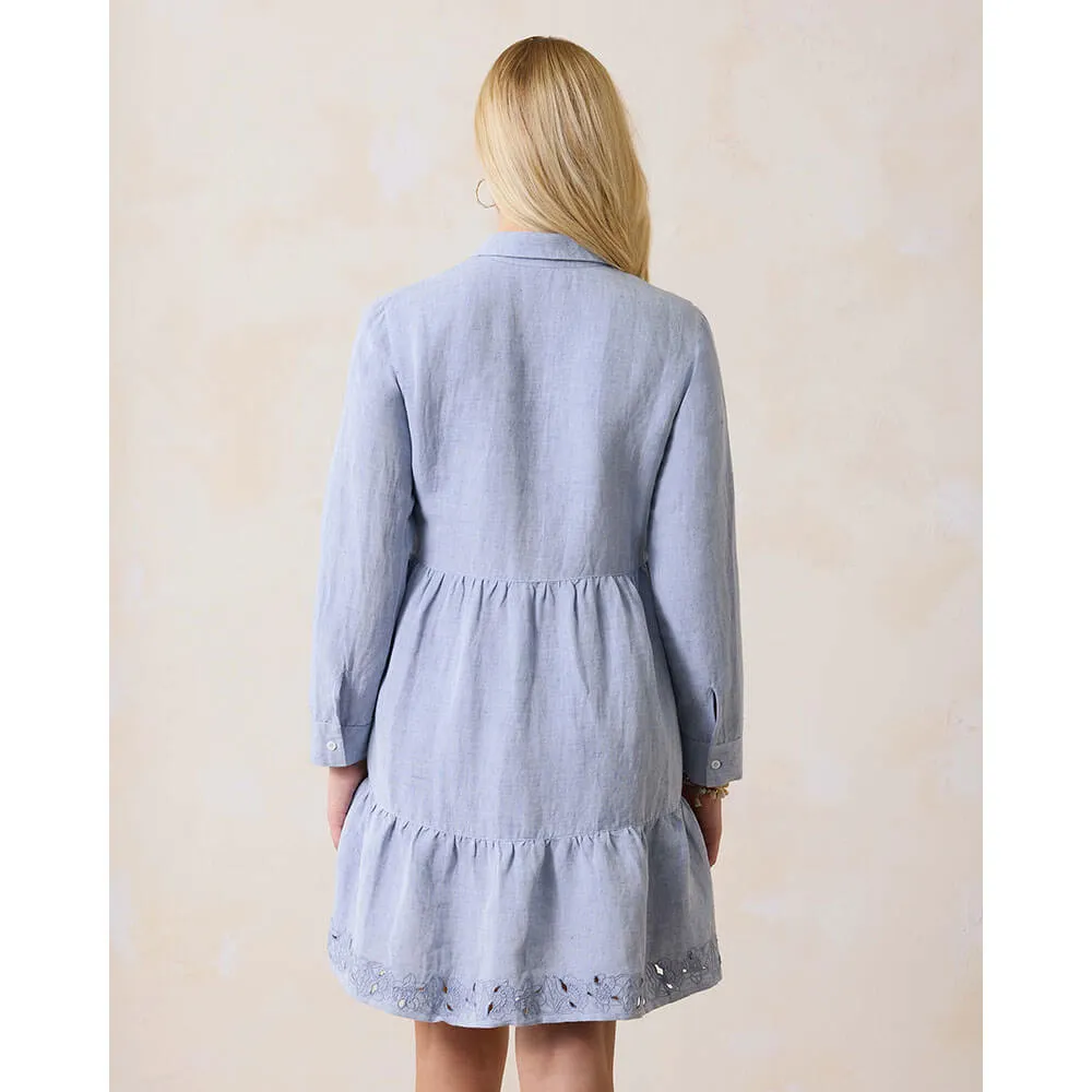 Damen Tommy Bahama Bademode Tommy Bahama Damen St. Lucia besticktes Kragenkleid Coverup - Wehendes Blau