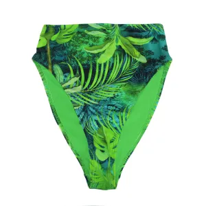 Damen-Bikiniunterteil mit Tropenmuster, Grün