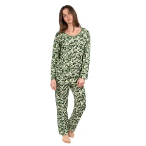 Damen-Zweiteiler aus Baumwolle, locker sitzender Pyjama, Tarnmuster