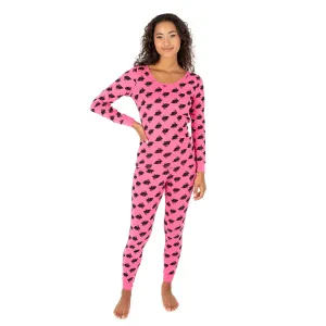 Damen-Zweiteiler Baumwoll-Schlafanzug Häschen Rosa