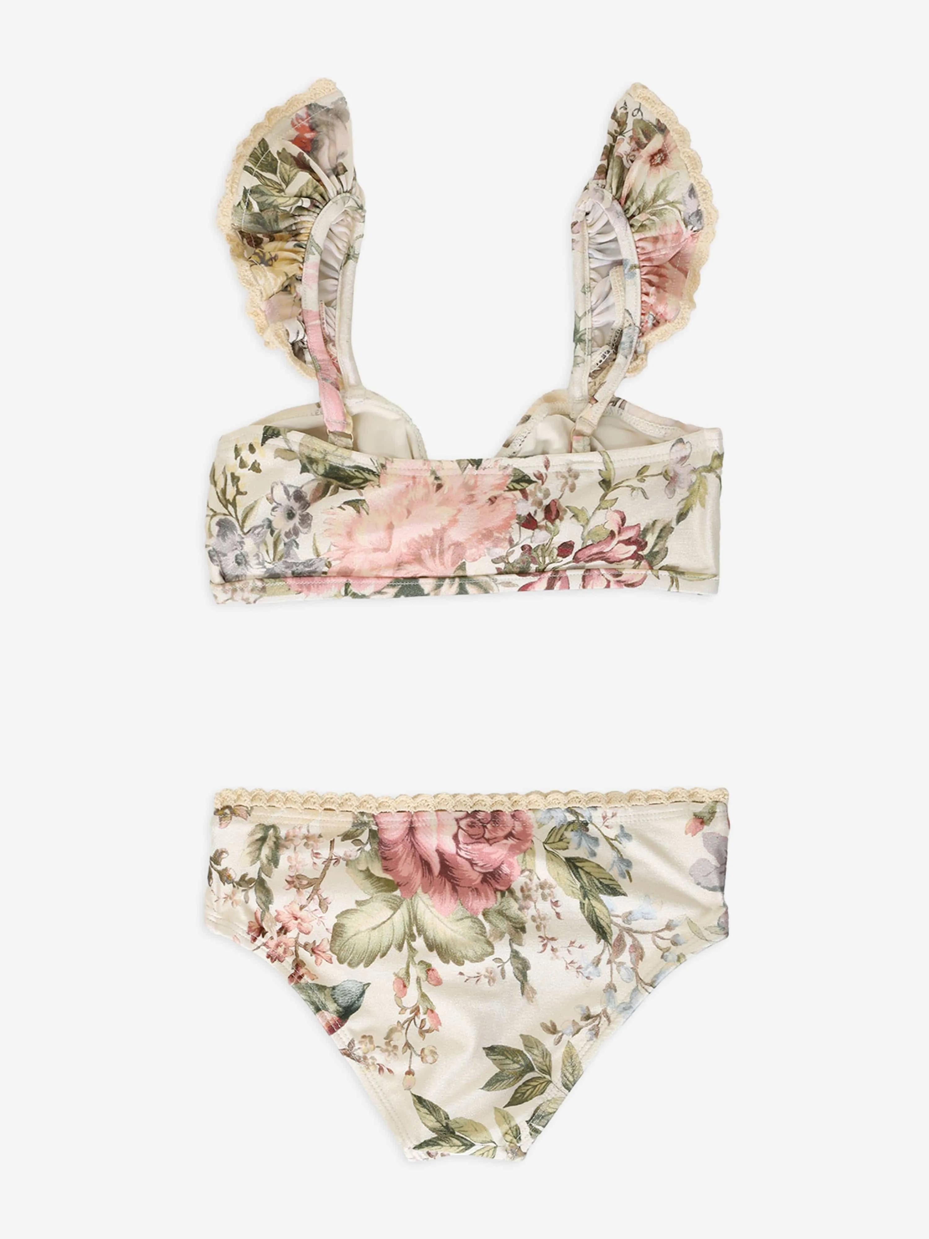 Zimmermann Mädchen Blumenmuster Waverly Besatz Rüschen Bikini in Creme