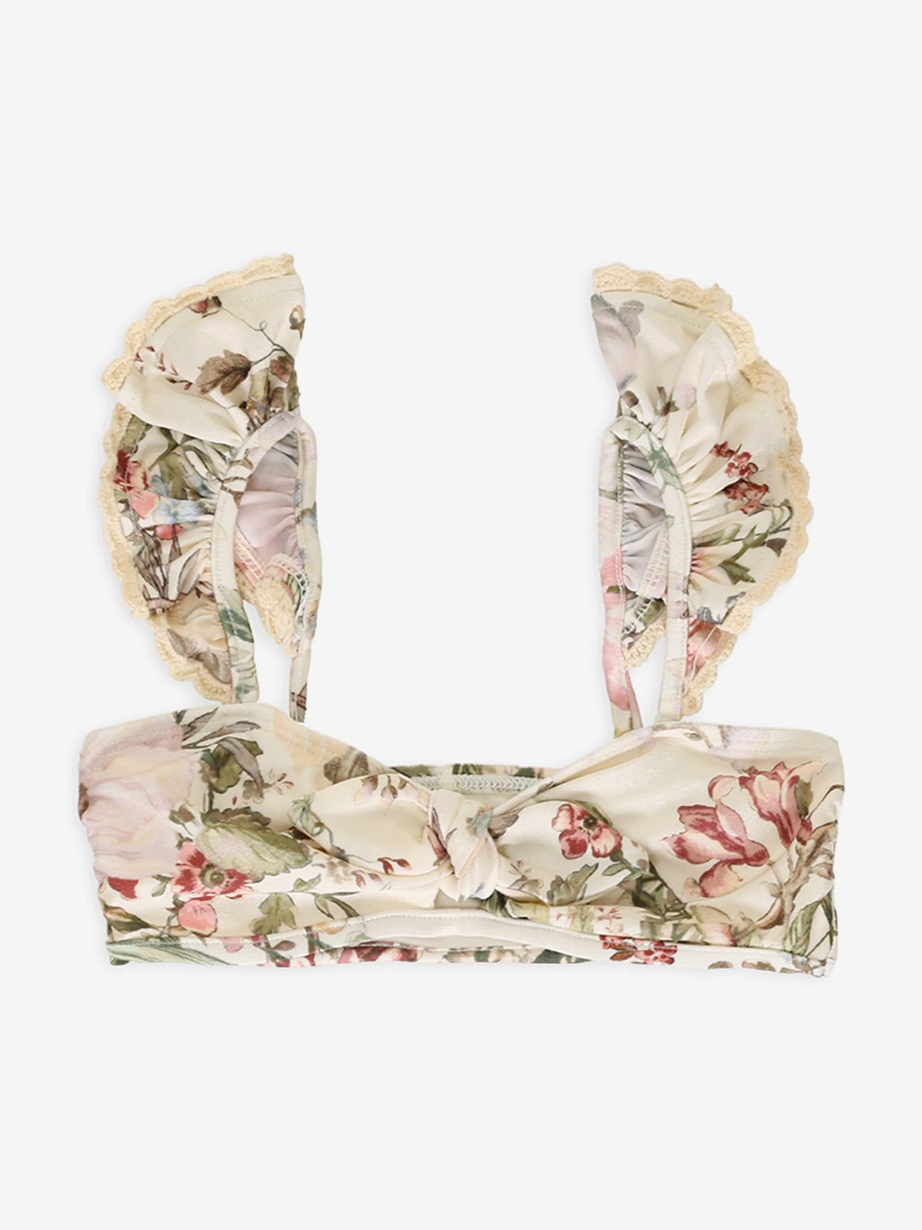 Zimmermann Mädchen Blumenmuster Waverly Besatz Rüschen Bikini in Creme